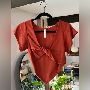 Vintage Suede Crop Top in Rust
